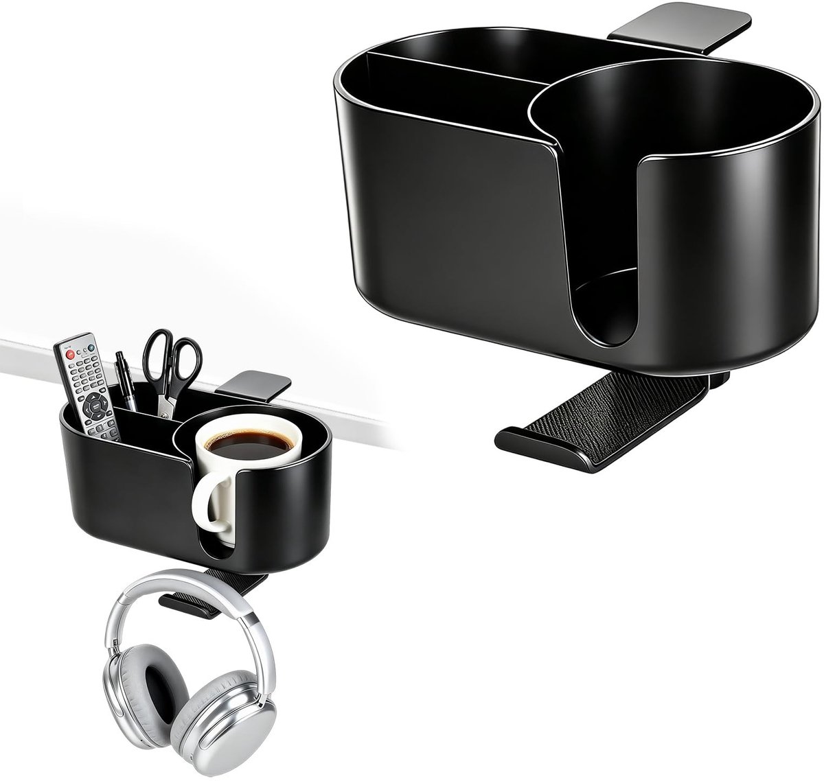 Cup Holder Desk 4 in 1 - Multifunctioneel met hoofdtelefoonhouder en plank