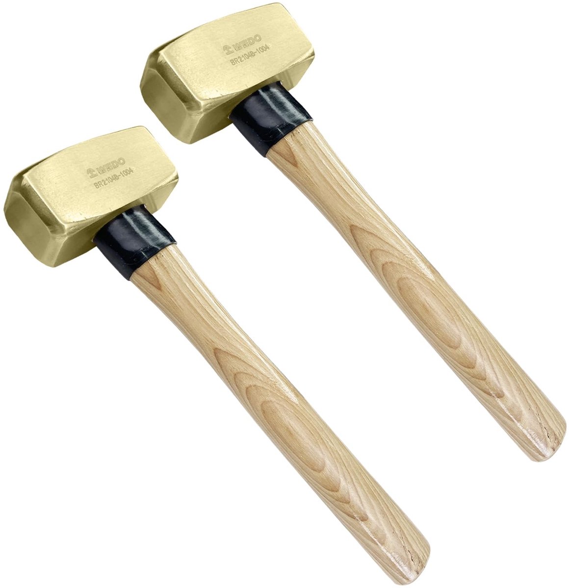 Hamer Set 2x2lbs - Messing Kop met Houten Handvat
