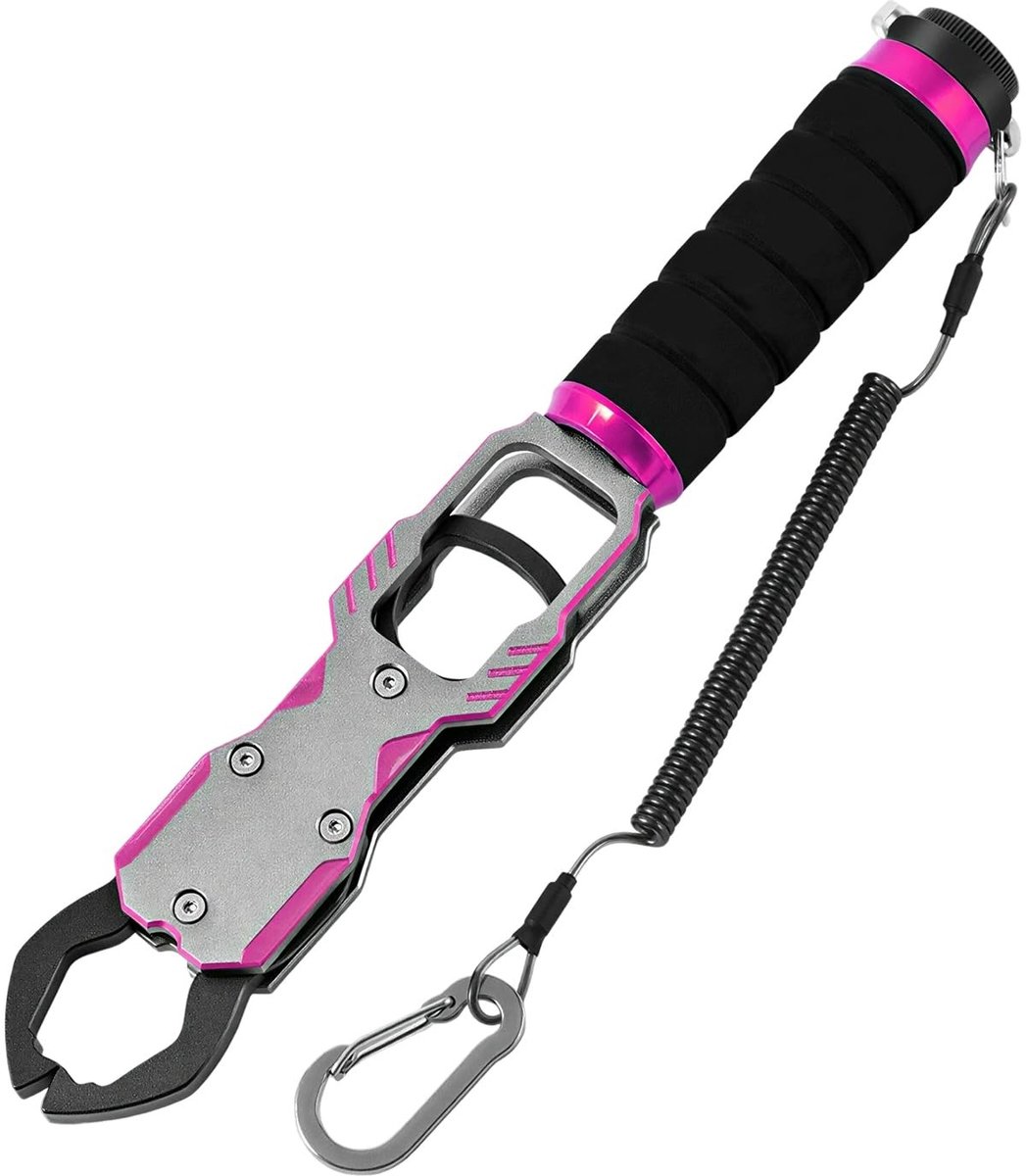 Vislipgrijper met Weegschaal - Aluminium Roze