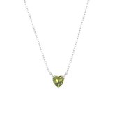 Lucardi Dames Ketting Love month stones hart - Echt Zilver - Ketting - Cadeau - 45 cm - Zilverkleurig