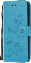 Samsung Galaxy A12 Hoesje - Coverup Bloemen & Vlinders Book Case - Blauw