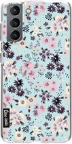 Casetastic Samsung Galaxy S21 4G/5G Hoesje - Softcover Hoesje met Design - Flowers Pastel Print