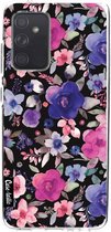 Casetastic Samsung Galaxy A52 (2021) 5G / Galaxy A52 (2021) 4G Hoesje - Softcover Hoesje met Design - Flowers Blue Purple Print