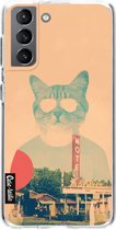 Casetastic Samsung Galaxy S21 4G/5G Hoesje - Softcover Hoesje met Design - Cool Cat Print