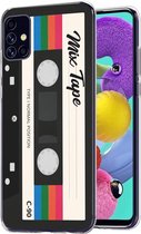 iMoshion Hoesje Siliconen Geschikt voor Samsung Galaxy A51 - iMoshion Design hoesje - Zwart / Transparant / Cassette Tape