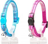 Duvo+ Kattenhalsband tartan nylon kleur roze 20-30cm / 10mm, LET OP PER STUK, ALLEEN DE KLEUR ROZE WORD GELEVERD !!