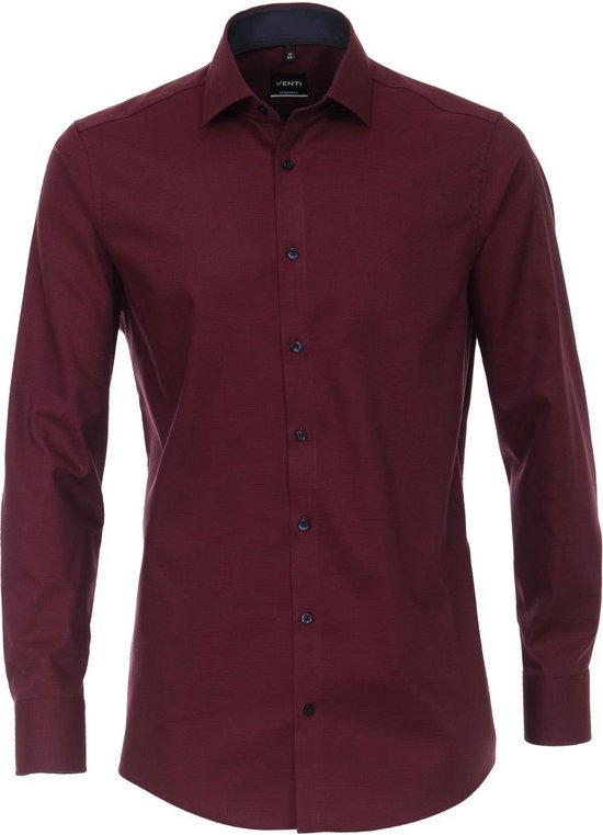VENTI modern fit overhemd - structuur - rood - Strijkvriendelijk -  Boordmaat: 41 | bol.com