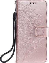 Shop4 - Samsung Galaxy S21 Ultra Hoesje - Wallet Case Mandala Patroon Rosé Goud