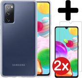 Samsung A41 Hoesje Siliconen Case Transparant Met 2x Screenprotector - Samsung Galaxy A41 Hoesje Transparant Siliconen Case Cover - Samsung A41 Hoes Siliconen Met 2x Screenprotecto