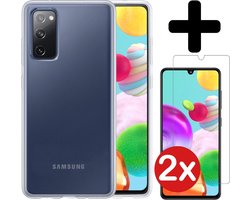 Hoesje - Met 2x Screenprotector - Geschikt voor Samsung Galaxy A41 - Sterk & Shockproof - Telefoon Hoes - Back Cover - Siliconen Case - Telefoonhoes - Transparant