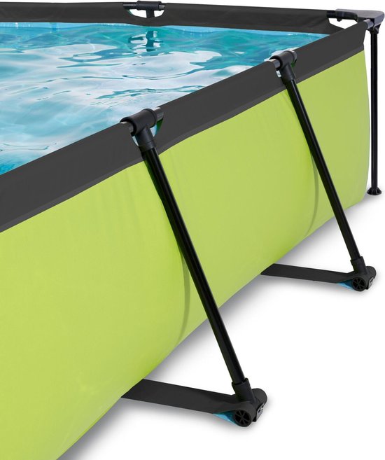 EXIT Lime Frame Zwembad 300x200x65cm - Opzetzwembad - met Filterpomp & Overkapping - Rechthoekig - Groen