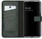 Selencia Hoesje Geschikt voor Samsung Galaxy A12 Hoesje Met Pasjeshouder - Selencia Echt Lederen Bookcase - Groen