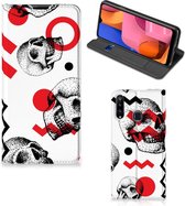 Bookstyle Case Geschikt voor Samsung Galaxy A20s Smart Cover Skull Red