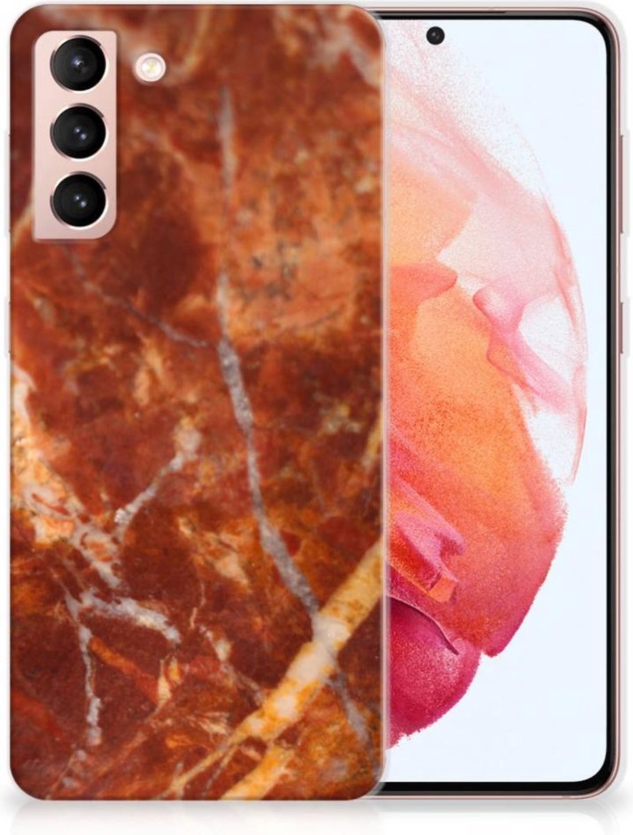 Samsung Galaxy S21 TPU Siliconen Hoesje Marmer Bruin