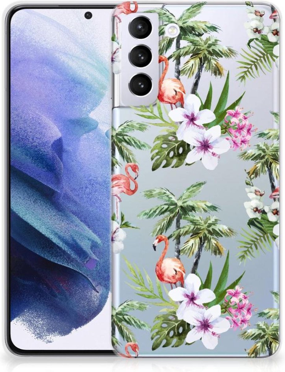 Samsung Galaxy S21 Plus TPU Hoesje Flamingo Palms