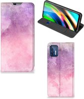 Leuk Telefoonhoesje Motorola Moto G9 Plus Bookcase Cover Pink Purple Paint