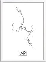 Lari Italie Plattegrond poster A2 + Fotolijst Wit (42x59,4cm) - DesignClaud