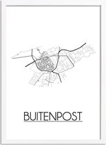 Buitenpost Plattegrond poster A2 + Fotolijst Wit (42x59,4cm) - DesignClaud