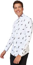 OppoSuits Christmas Penguins Shirt - Heren Overhemd - Kerst - Wit - Maat EU 49/50