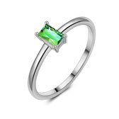 Twice As Nice Ring in zilver, baguette zirkonia, smaragd kleur, 5 mm  60