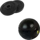 Tunturi - Fitness Set - Halterschijven 2 x 2,5 kg - Slam Ball 5 kg