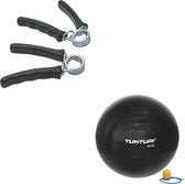 Tunturi - Fitness Set - Knijphalters 2 stuks - Gymball Zwart 90 m