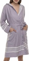 Hamam Badjas Sun Light Grey - XS - korte sauna badjas met capuchon - ochtendjas - duster - dunne badjas - unisex - twinning