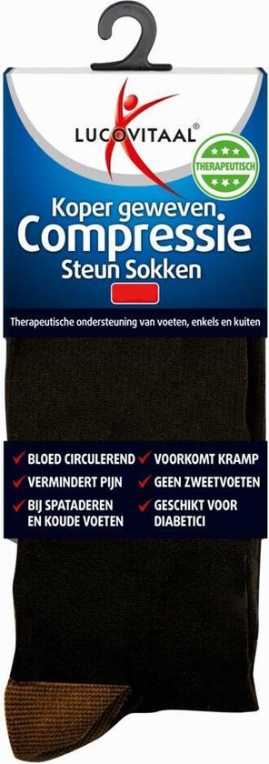 3x Lucovitaal Compressie Steun Sokken Zwart maat 42-47 1 paar | bol.com