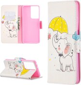 Portemonnee Hoesje met Olifant Print Geschikt voor Samsung Galaxy S21 Ultra