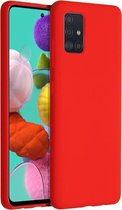 Accezz Hoesje Geschikt voor Samsung Galaxy A51 Hoesje Siliconen - Accezz Liquid Silicone Backcover - Rood