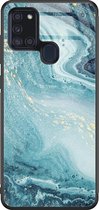Leuke Telefoonhoesjes - Hoesje geschikt voor Samsung Galaxy A21s - Marmer blauw - Hard case - Marmer - Blauw