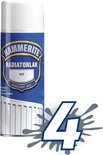 Hammerite Radiatorlak spuitbus wit. Afbeelding van een radiator op de bus.