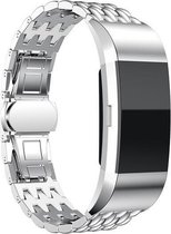 Stalen Smartwatch bandje - Geschikt voor  Fitbit Charge 2 stalen draak band - zilver - Horlogeband / Polsband / Armband