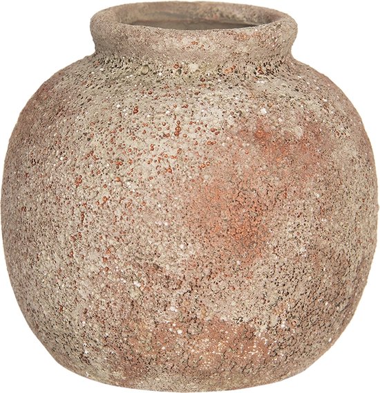 Clayre & Eef Vase 8 cm Marron Céramique Rond Pot de fleurs d'intérieur