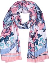 Juleeze Sjaal Dames Print 88*180 cm Roze Polyester Bloemen Shawl Dames