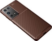 Shieldcase Samsung Galaxy S21 Ultra carbon hoesje - bruin