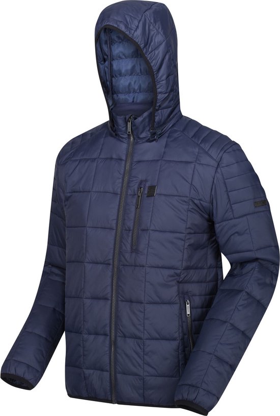 Danar geïsoleerde, gewatteerde jas van Regatta met capuchon voor heren, regenbestendig, Jas, zwart marineblauw