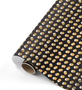 Cadeaupapier - Inpakpapier - Kaftpapier - Dots - Zwart - Goud - Stippen - 70x200 cm