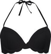 Hunkemöller Dames Badmode Voorgevormde push-up beugel bikinitop Scallop Cup A - E  - Zwart - maat D70