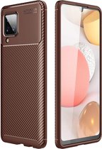 Shieldcase Samsung Galaxy A12 carbon hoesje - bruin