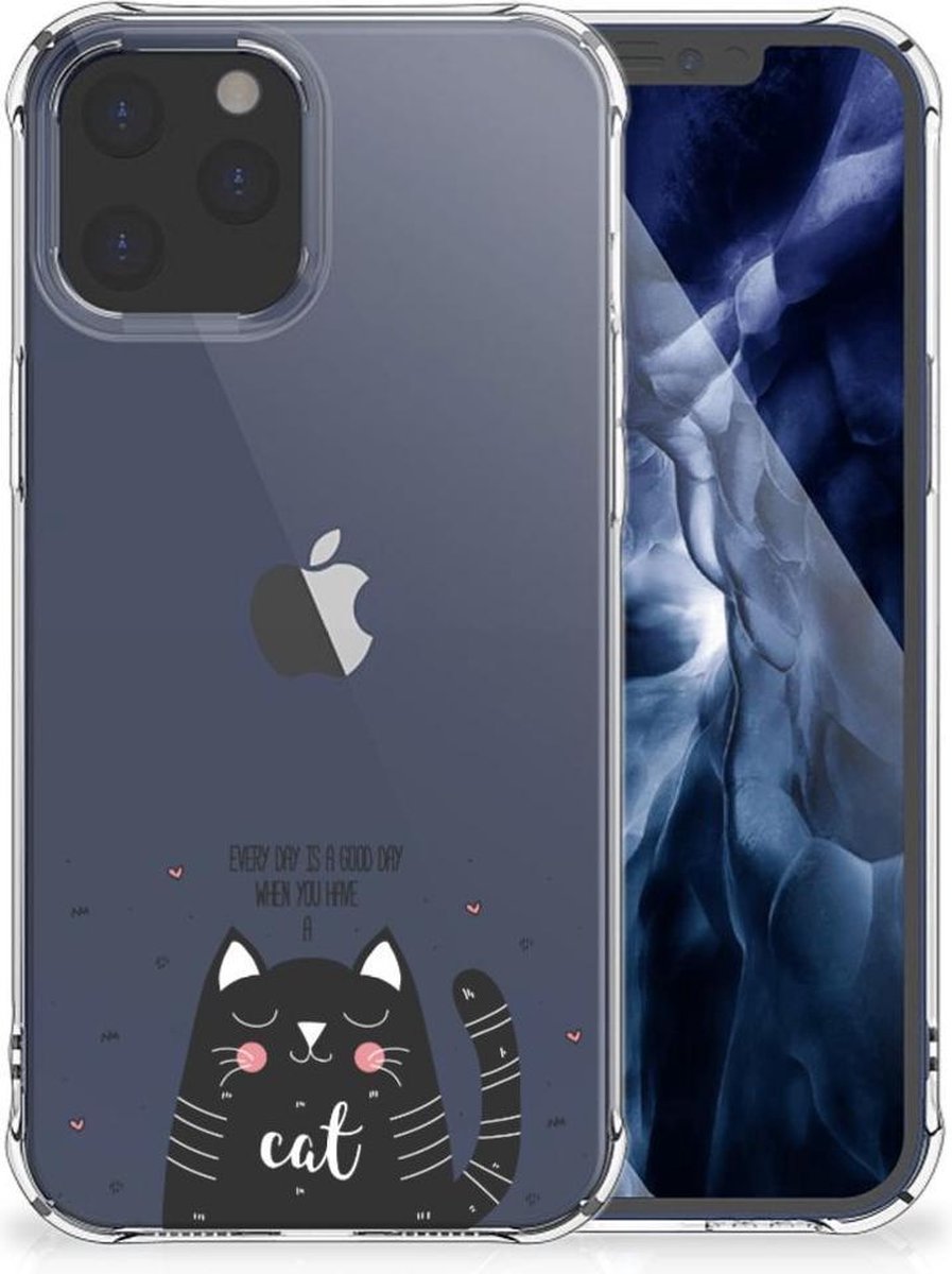 iPhone 12 Pro Max Stevig Bumper Hoesje Cat Good Day