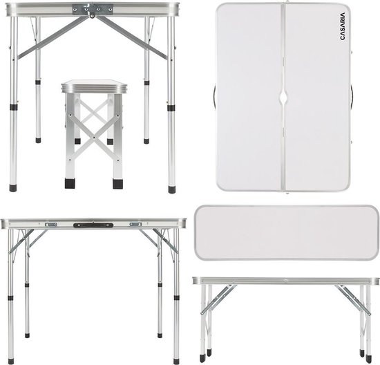 Casaria Campingtafel Aluminium - Incl. 2 Banken/Inklapbaar - Wit van Casaria — afbeelding 5