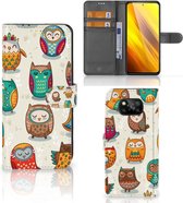 Bookcover Case Xiaomi Poco X3 | Poco X3 Pro Telefoonhoesje Vrolijke Uilen