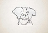 Wanddecoratie - Border Collie puppy - M - 60x80cm - EssenhoutWit - muurdecoratie - Line Art