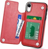 ShieldCase geschikt voor Apple iPhone Xr wallet case - rood - Bookcase hoesje portemonnee - Walletcase flipcase shockproof hoesje pasjeshouder