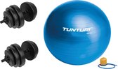 Tunturi - Fitness Set - Vinyl Halterset 28 kg  - Gymball Blauw 90 cm