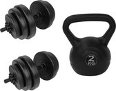 Tunturi - Fitness Set - Vinyl Halterset 28 kg - Kettlebell 2 kg