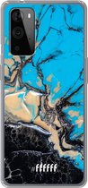 6F hoesje - geschikt voor OnePlus 9 Pro -  Transparant TPU Case - Blue meets Dark Marble #ffffff