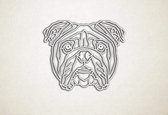 Line Art - Hond - Engelse Bulldog - S - 45x54cm - Wit - geometrische wanddecoratie