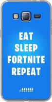 6F hoesje - geschikt voor Samsung Galaxy J3 (2016) -  Transparant TPU Case - Fortnite - Eat Sleep Fortnite Repeat #ffffff